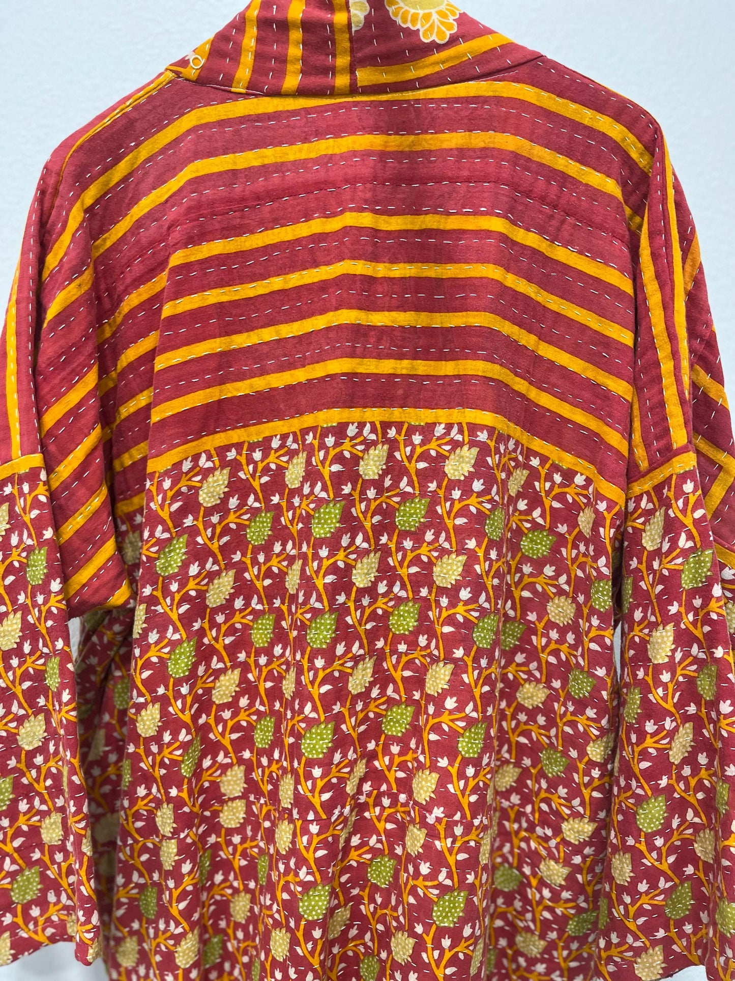 Unique Kantha Quilted statement Jacket Handmade for someone who wants a quality timeless piece with large pockets.