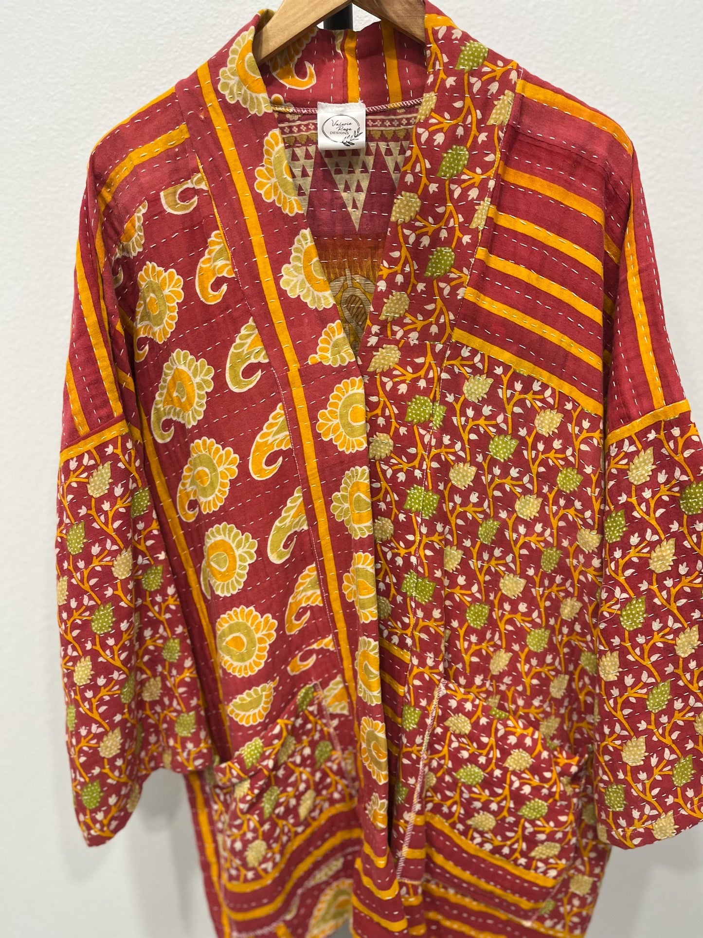 Unique Kantha Quilted statement Jacket Handmade for someone who wants a quality timeless piece with large pockets.